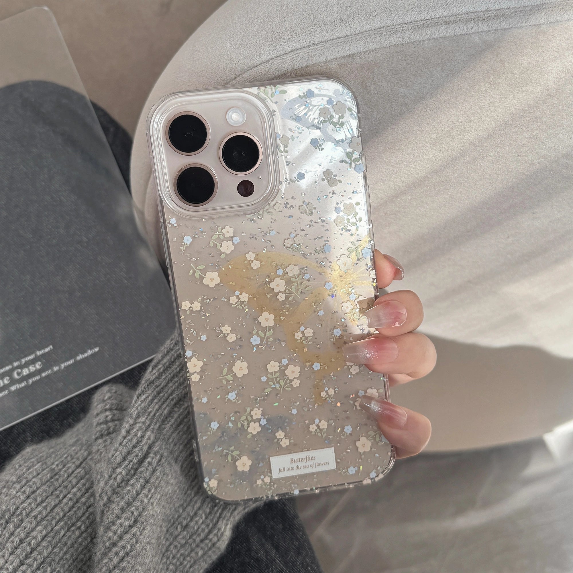 Yellow Butterflies & Blue Florals - iPhone Case